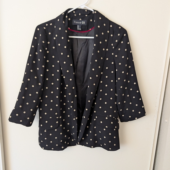Forever 21 Jackets & Blazers - Forever 21 Womens Medium Black Polka Dot Blazer Sport Coat Preppy Workwear